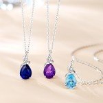 Elegant 14K White Gold Birthstone Pendant Necklace