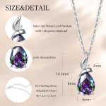 14K White Gold Birthstone Pendant Necklace with Diamond