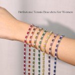 Personalized Birthstone Sterling Silver Tennis Bracelets