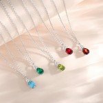 14K White Gold Birthstone & Diamond Pendant Necklace
