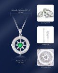 FANCIME Sterling Silver Compass Necklace with Emerald