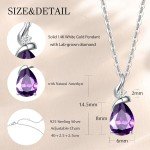14K White Gold Birthstone Pendant Necklace for Women
