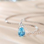 Solid White Gold Birthstone Pendant Necklace for Women