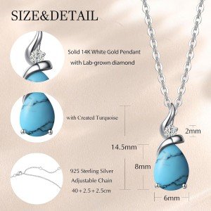 14K White Gold Birthstone Pendant Necklace with Diamond