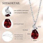 14K White Gold Birthstone Pendant Necklace with Diamond