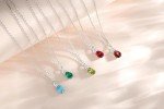 14K White Gold Birthstone Pendant Necklace with Diamond