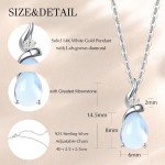 14K Solid White Gold Birthstone Necklace with Diamond