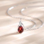 14K White Gold Birthstone Pendant Necklace with Diamond