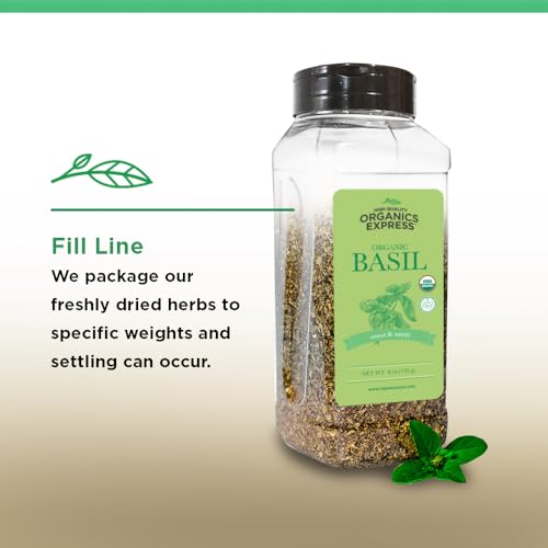 Organic Basil Leaves - Dried, Non-GMO, 6 oz