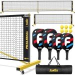Portable Pickleball Net Set with Wheels & Paddles
