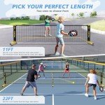 Portable Pickleball Net Set with Wheels & Paddles