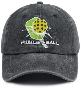Unisex Adjustable Black Pickleball Baseball Cap