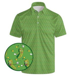 Fun Men's Golf Polo - Green Pickles Design