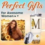 Personalized Sunflower Monogrammed Tumbler - 40oz