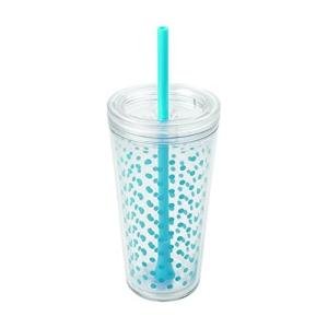 Cyan Blue Dots Double Wall Insulated Tumbler