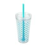 Cyan Blue Dots Double Wall Insulated Tumbler