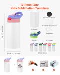 12 Pack Kids' Stainless Steel Sublimation Tumblers