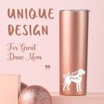 20oz Rose Gold Great Dane Travel Tumbler