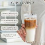 20oz Double Wall Glass Tumblers with Lids & Straws