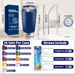 36 Pack 20oz Stainless Steel Tumblers with Straws