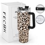 40 oz Leak-Proof Cheetah Tumbler with Handle