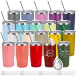 20 Pack Insulated Stainless Steel Tumblers - Assorted Colors