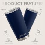 SANDJEST 20oz Navy Stainless Steel Tumbler