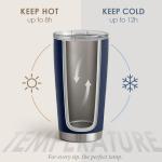 SANDJEST 20oz Navy Stainless Steel Tumbler