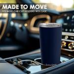 SANDJEST 20oz Navy Stainless Steel Tumbler