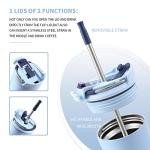 Blue Stainless Steel 12 oz Coffee Tumbler with Straw