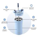 Blue Stainless Steel 12 oz Coffee Tumbler with Straw