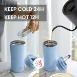 Blue Stainless Steel 12 oz Coffee Tumbler with Straw