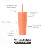 Simple Modern Insulated Tumbler with Straw - 24oz Mango