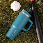 30 oz Stainless Steel Tumbler with Handle & Straw