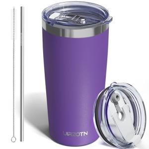 20oz Purple Travel Coffee Tumbler with Straw