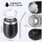 12oz Stainless Steel Wine Tumblers with Lids - 4 Pack