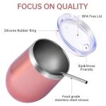 12oz Stainless Steel Wine Tumblers with Lids - 4 Pack