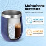 12oz Stainless Steel Wine Tumblers with Lids - 4 Pack