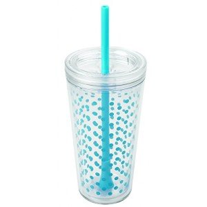 Cyan Blue Dots Double Wall Insulated Tumbler