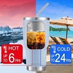 30oz Blue Stainless Steel Insulated Tumbler with Straw