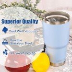 30oz Blue Stainless Steel Insulated Tumbler with Straw