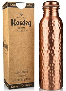 Kosdeg 34 Oz Hammered Copper Water Bottle