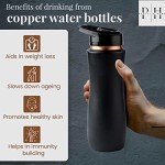 Pure Copper Tumbler with Sipper & Lid - Black