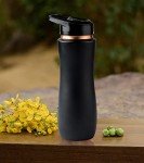 Pure Copper Tumbler with Sipper & Lid - Black