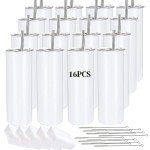16 Pack 20oz Skinny Sublimation Tumblers Set