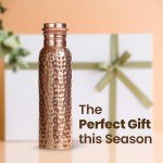 Otiem Hammered Copper Water Bottle, 34 Oz
