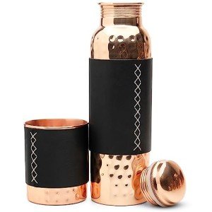 Ayurvedic Copper Water Bottle with Tumbler Set