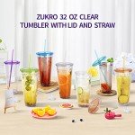 Zukro 32 oz Clear Acrylic Insulated Tumblers with Straws
