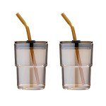 Amber Double Wall Insulated Tumbler with Straw