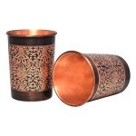 Floral Copper Tumblers Set of 2, 250ml